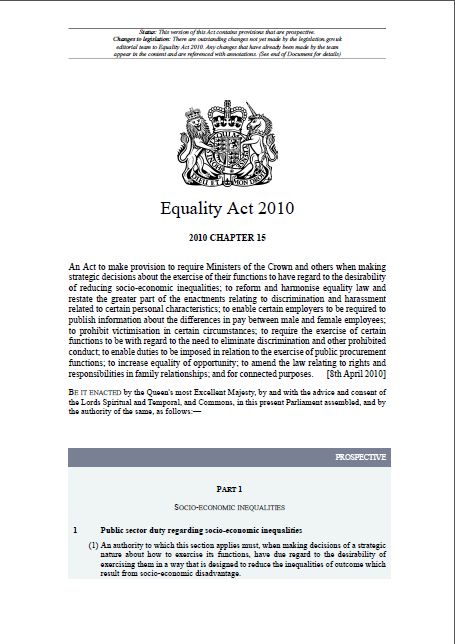Essays on equality act 2010